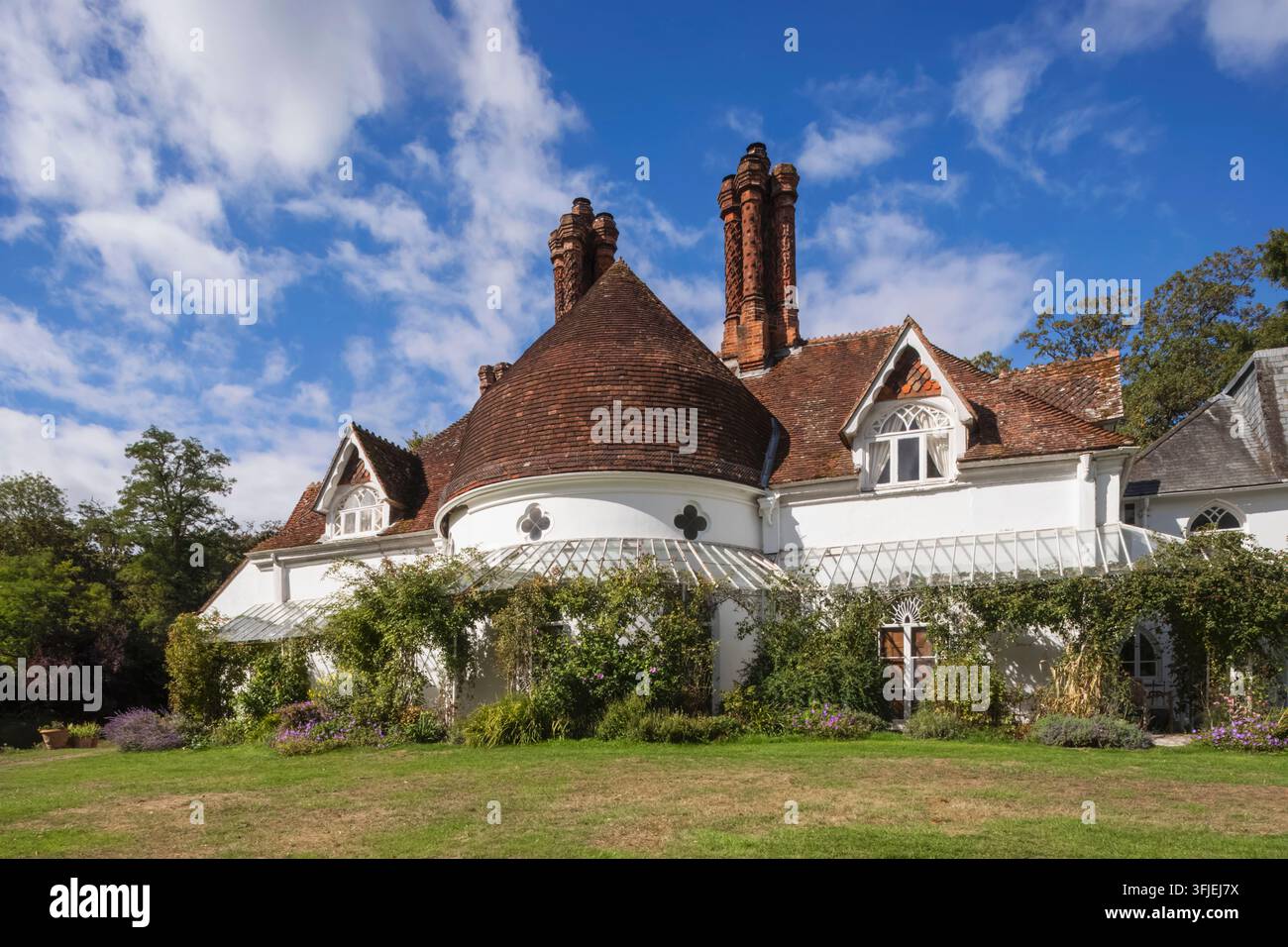 Angleterre, Hampshire, Test Valley, Stockbridge, Houghton Lodge Gardens, Houghton Lodge House Banque D'Images