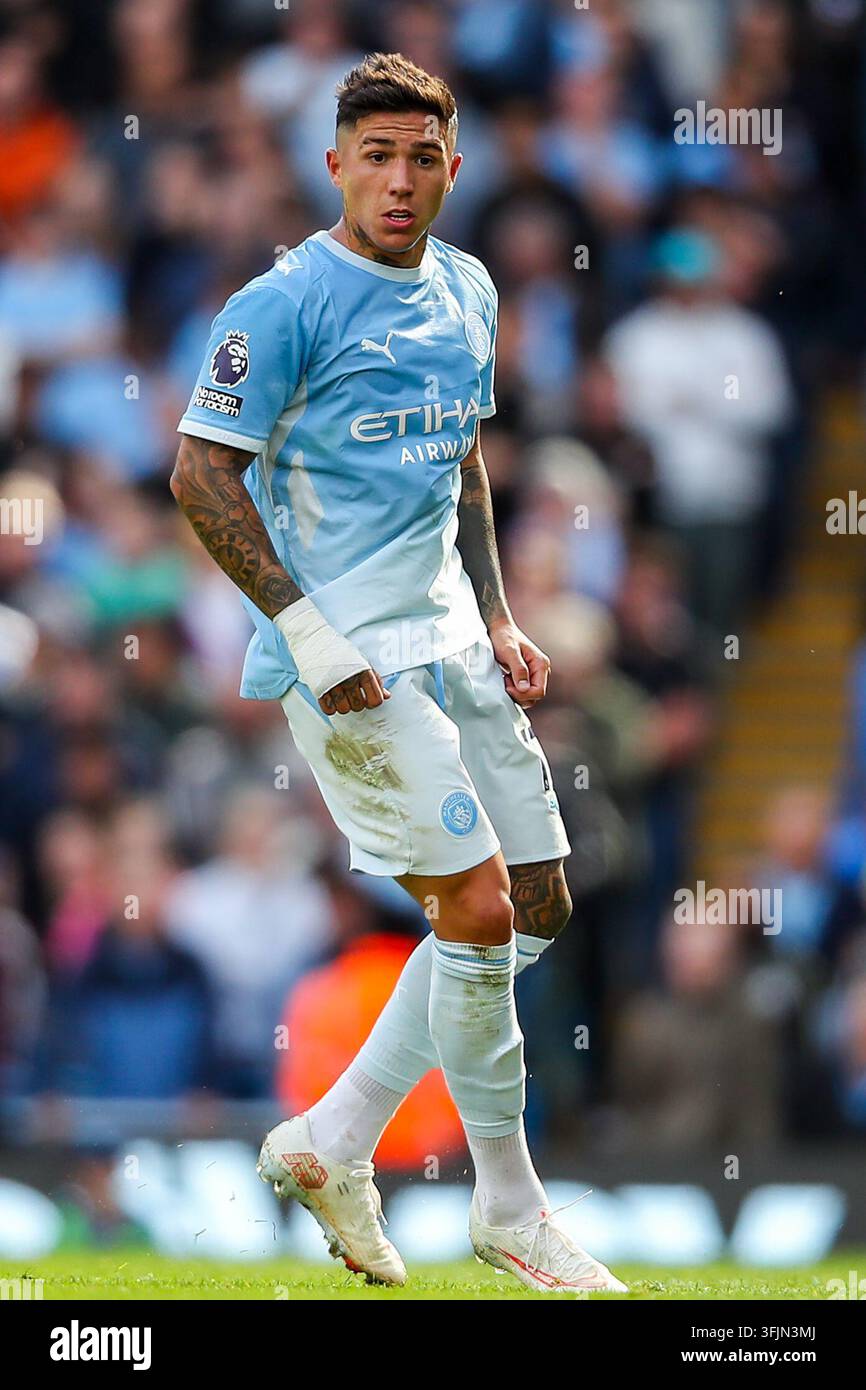 Manchester, Royaume-Uni. 20 sep., 2026. Enzo Fernández de Manchester City lors du match de Premier League Manchester City contre Sunderland à l'Etihad Stadium, Manchester, Angleterre le 20 septembre 2026 Crédit : Lee Keuneke/Every Second Media Crédit : Every Second Media/Alamy Live News Banque D'Images