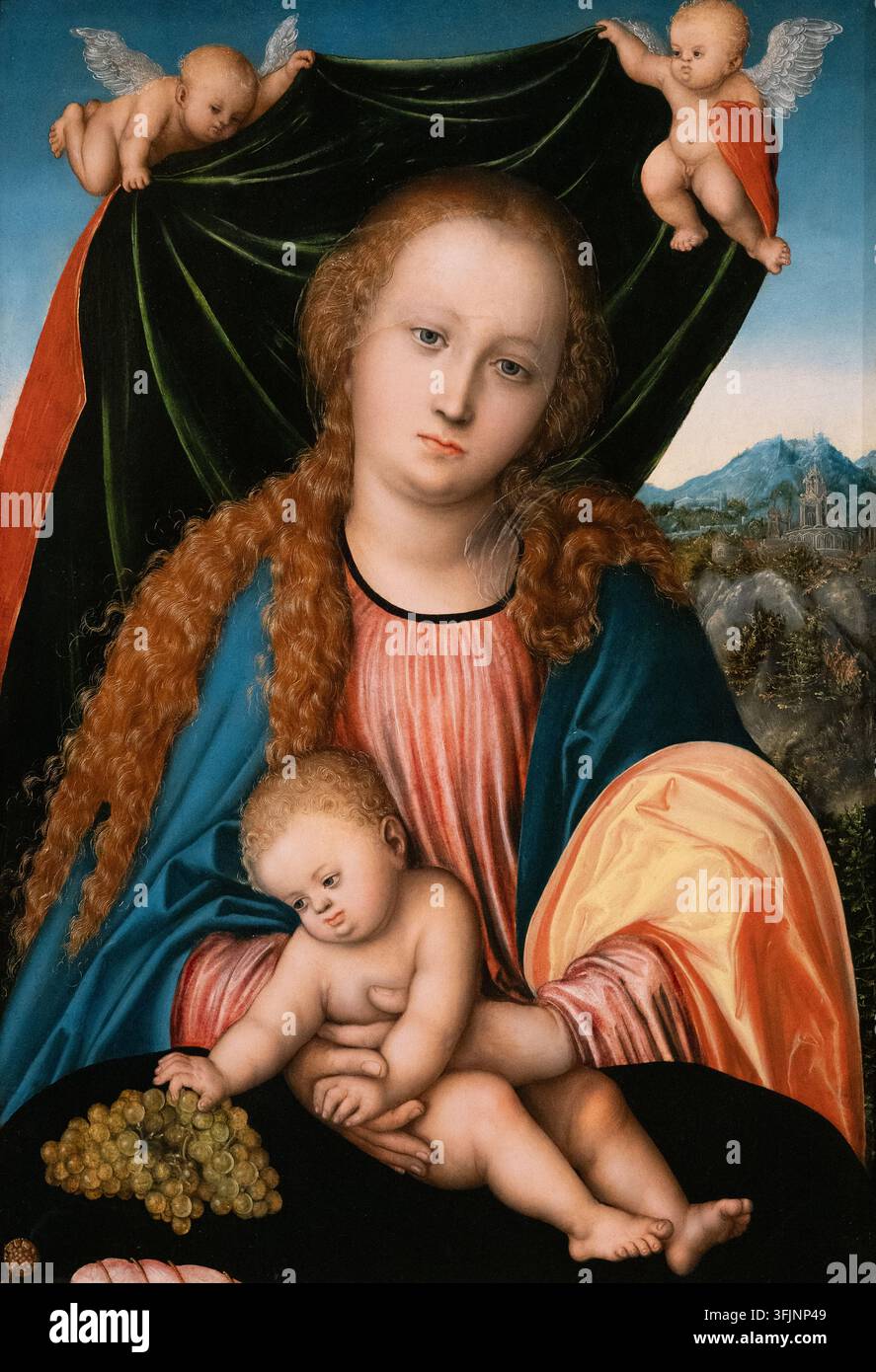 Lucas Cranach l'Ancien "Vierge et Enfant" vers 1515-20 ; peinture de Lucas Cranach, également connu sous le nom de Lucas Cranach I ; peintre de la Renaissance allemande du XVIe siècle et peinture de la Vierge à l'Enfant ; peintures et art religieux des années 1500. peinture de la Vierge Marie Banque D'Images