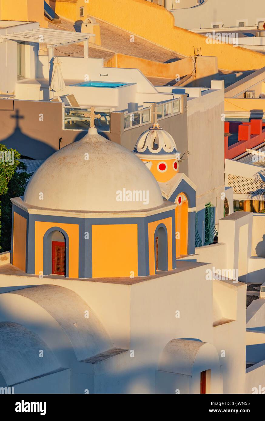 Église de Saint Stylianos, Fira, Thira, Santorin, Cyclades, Grèce Banque D'Images