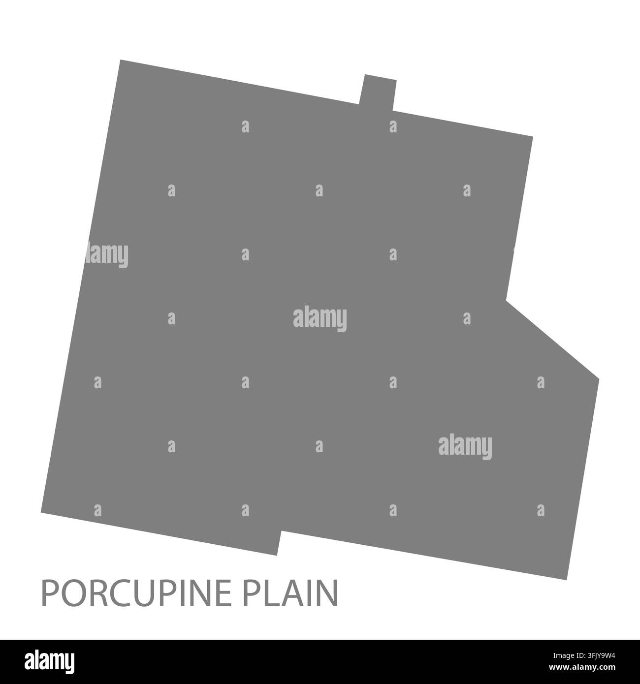 Carte vectorielle plate moderne de Porcupine Plain, Saskatchewan, Canada. Silhouette détaillée des limites de la municipalité en gris sur fond blanc. Illustration de Vecteur