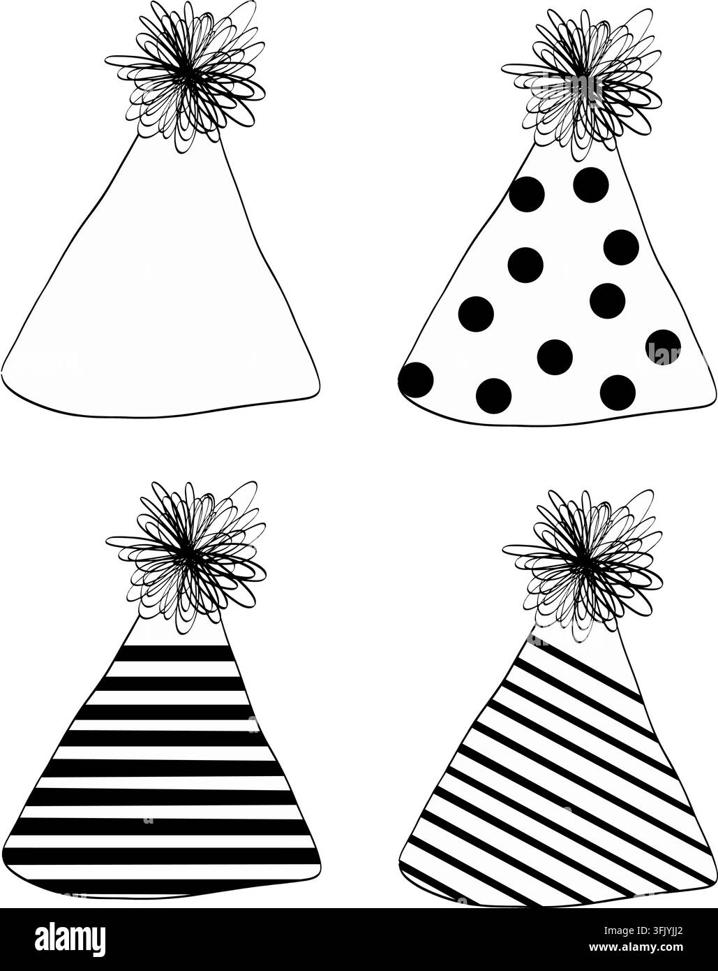 Cap de fête isolé icône illustration dessinée à la main. Graphique vectoriel art d'encre en ligne. Élément de fête, décoration festive, célébration, accessoire de vacances, ca Illustration de Vecteur