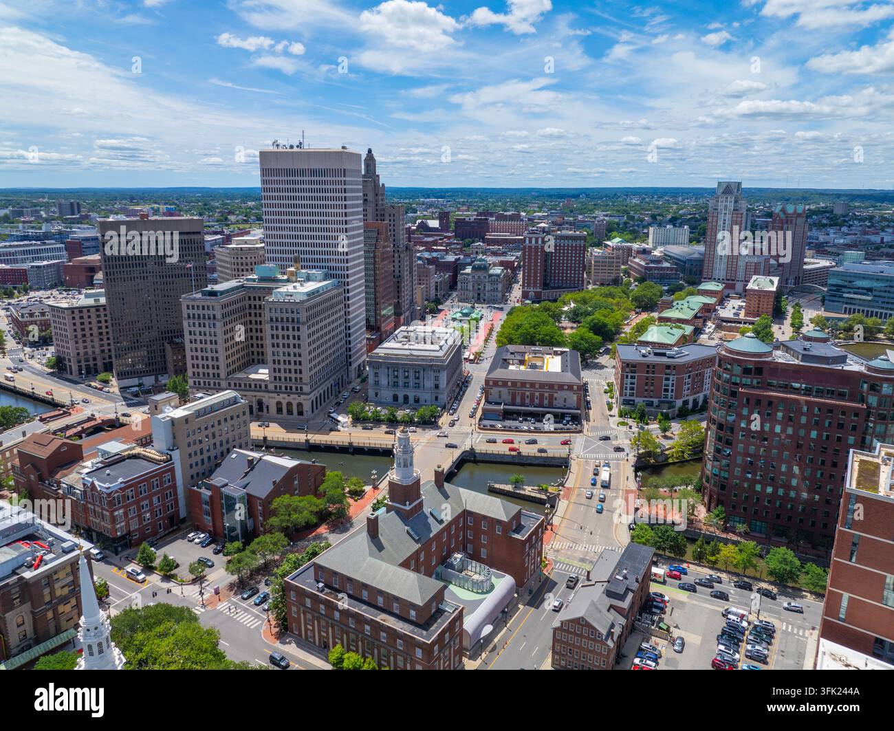 Providence vue aérienne sur la ville moderne, y compris Industrial National Bank Building, One Financial Plaza, Residences Providence dans le centre-ville de Providence, RH Banque D'Images