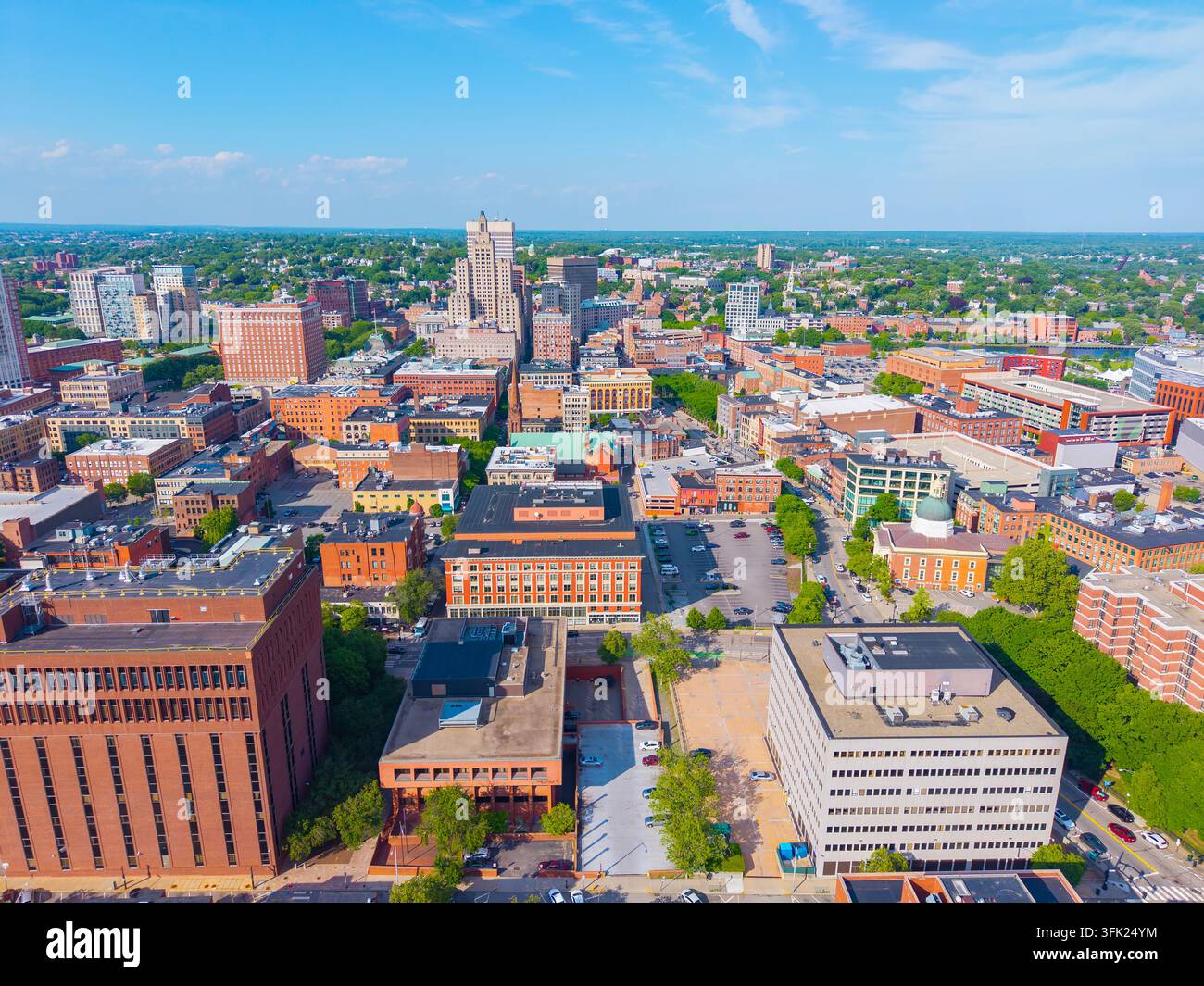 Providence vue aérienne sur la ville moderne, y compris Industrial National Bank Building, One Financial Plaza, Residences Providence dans le centre-ville de Providence, RH Banque D'Images