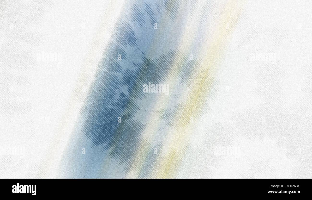 Un fond abstrait vibrant mettant en valeur des lavis diagonaux en nuances de bleu et de jaune, se mélangeant sur une surface en papier texturé. Banque D'Images
