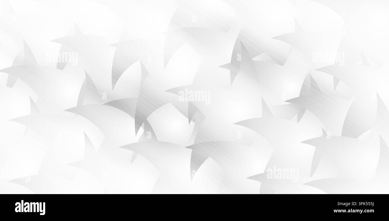 Fond vectoriel abstrait présentant des formes courbes gris clair et blanc qui se chevauchent avec des dégradés fluides. Banque D'Images