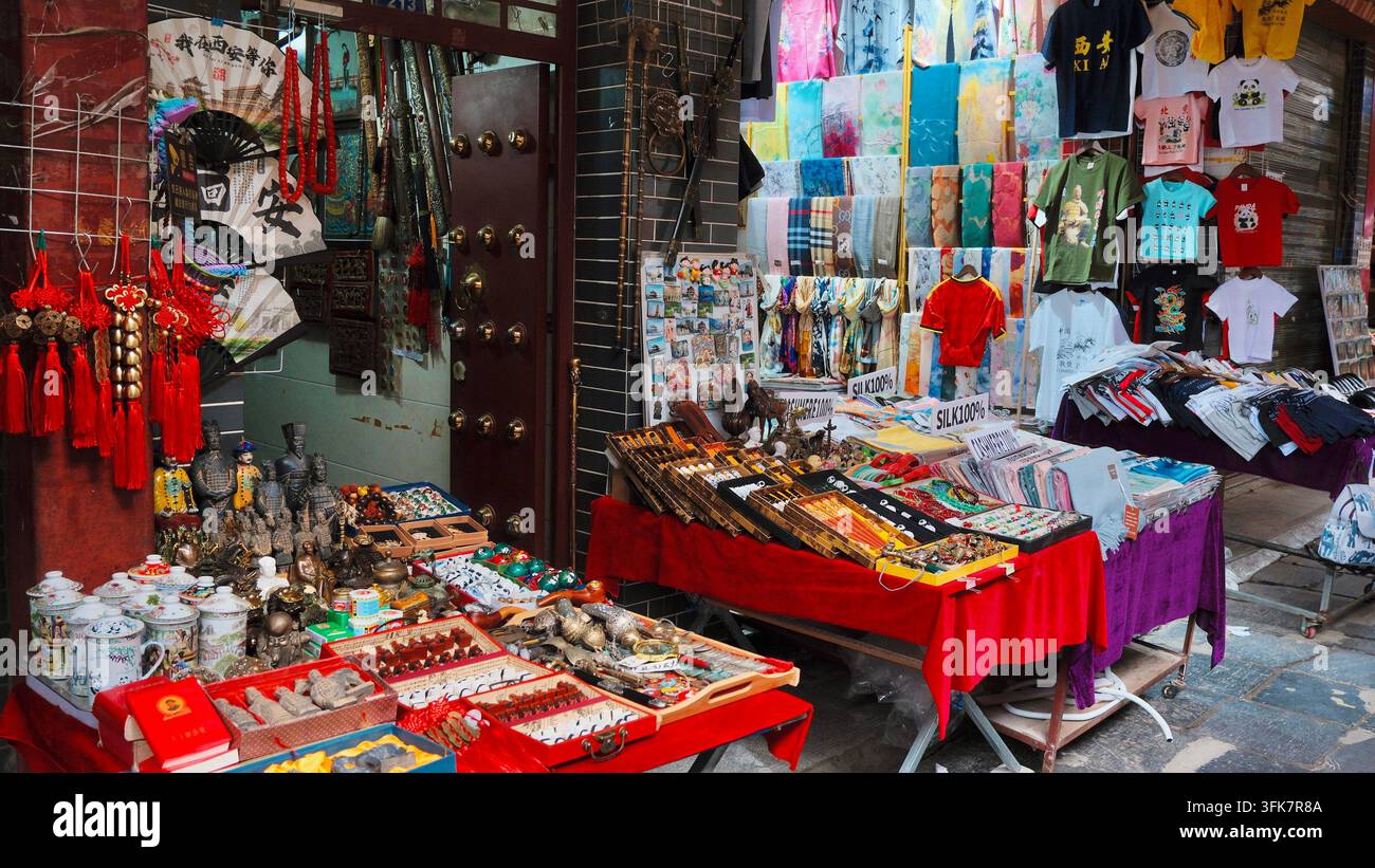 Boutiques et magasins dans le quartier musulman de Xi'an Banque D'Images