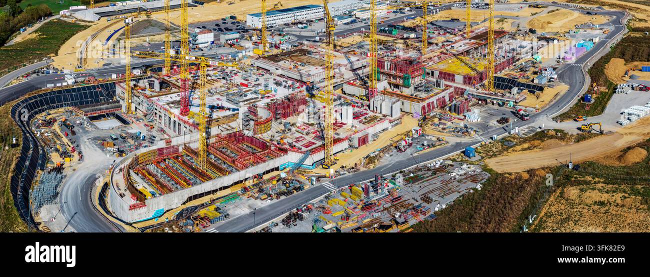 Parc d'Innovation en Intelligence Artificielle (IPAI) à Heilbronn. Chantier de construction. Le campus IPAI couvrira finalement une superficie équivalente à 42 terrains de football Banque D'Images