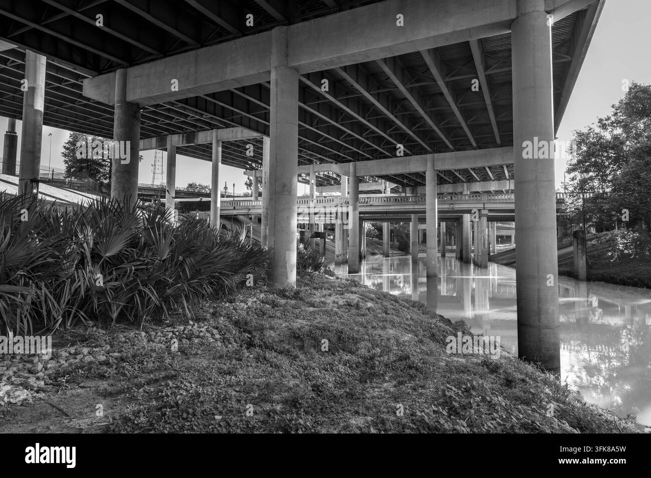 Promenade piétonne de Buffalo Bayou à Houston, Texas Banque D'Images