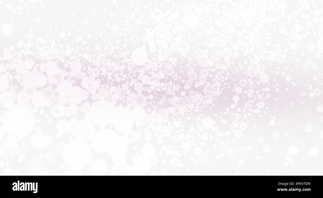 Fond abstrait minimaliste avec des bulles et des sphères blanches subtiles flottant sur un dégradé texturé blanc doux et rose pâle. Banque D'Images