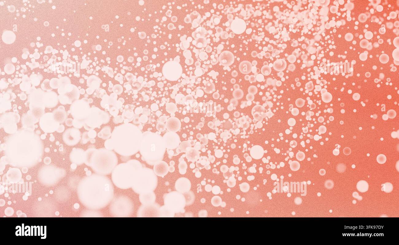Un fond corail abstrait mettant en valeur des effets de bokeh délicats et des bulles flottantes créant une visualisation douce et élégante. Banque D'Images