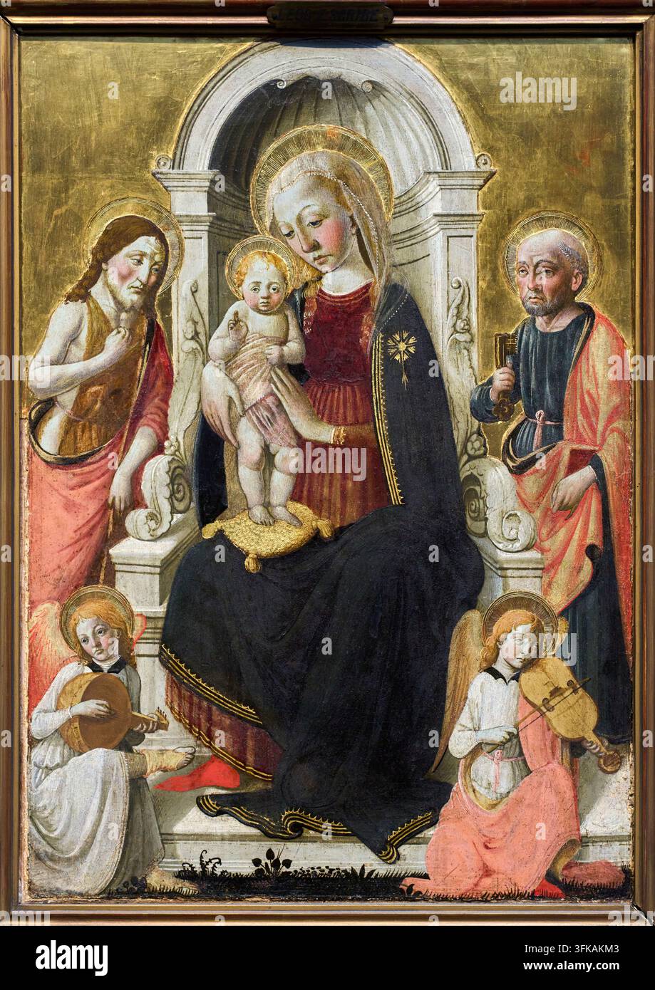 La Vierge et l'Enfant avec saint Jean-Baptiste, saint Pierre et deux anges musiciens, vers 1465-1470, Biagio di Antonio (Firenze 1446-1516), MSK, Musée voor Banque D'Images