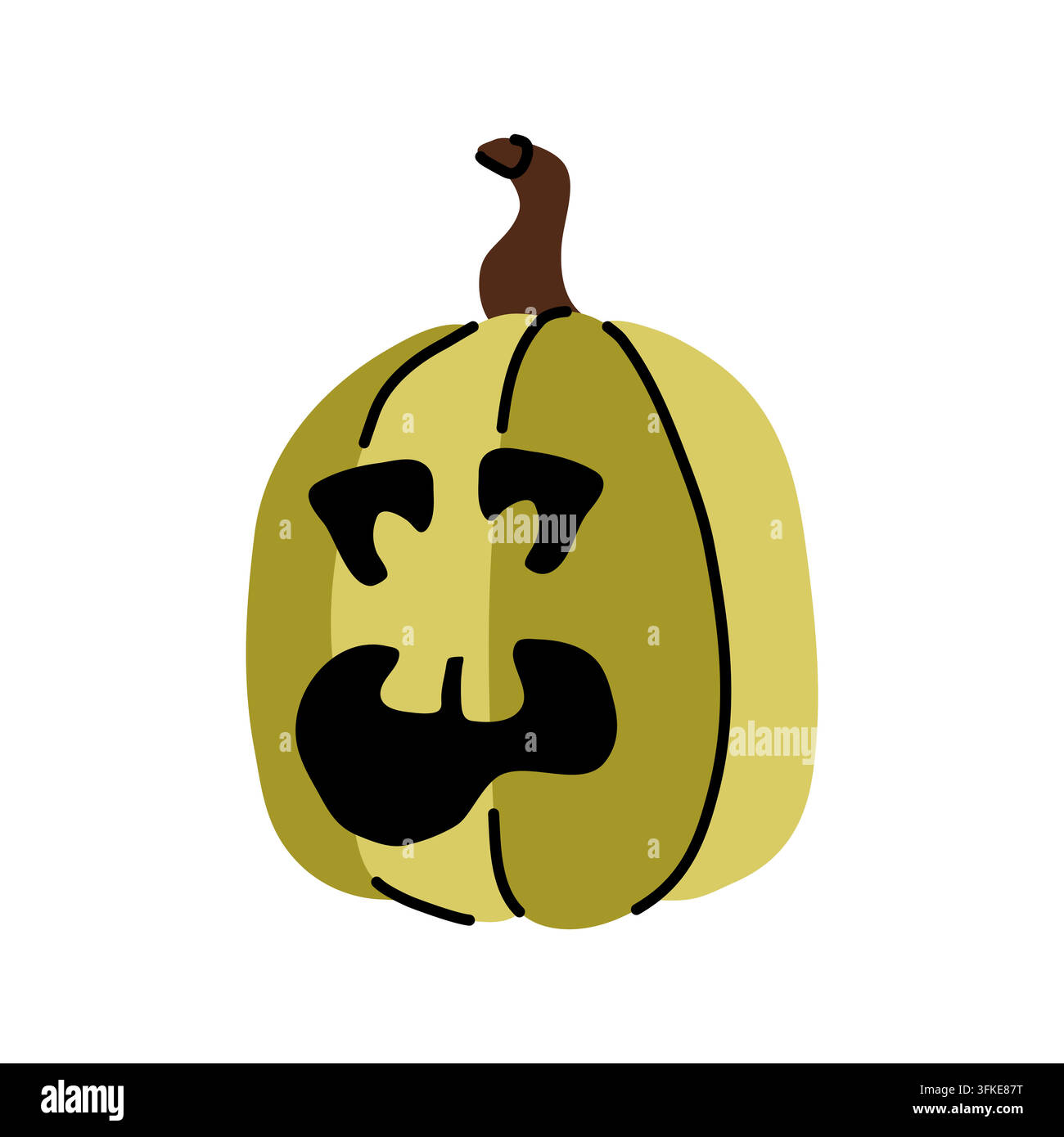 Clipart de citrouille d'Halloween verte surprise en forme de jack-o-lanterne pour conception de fête Illustration de Vecteur