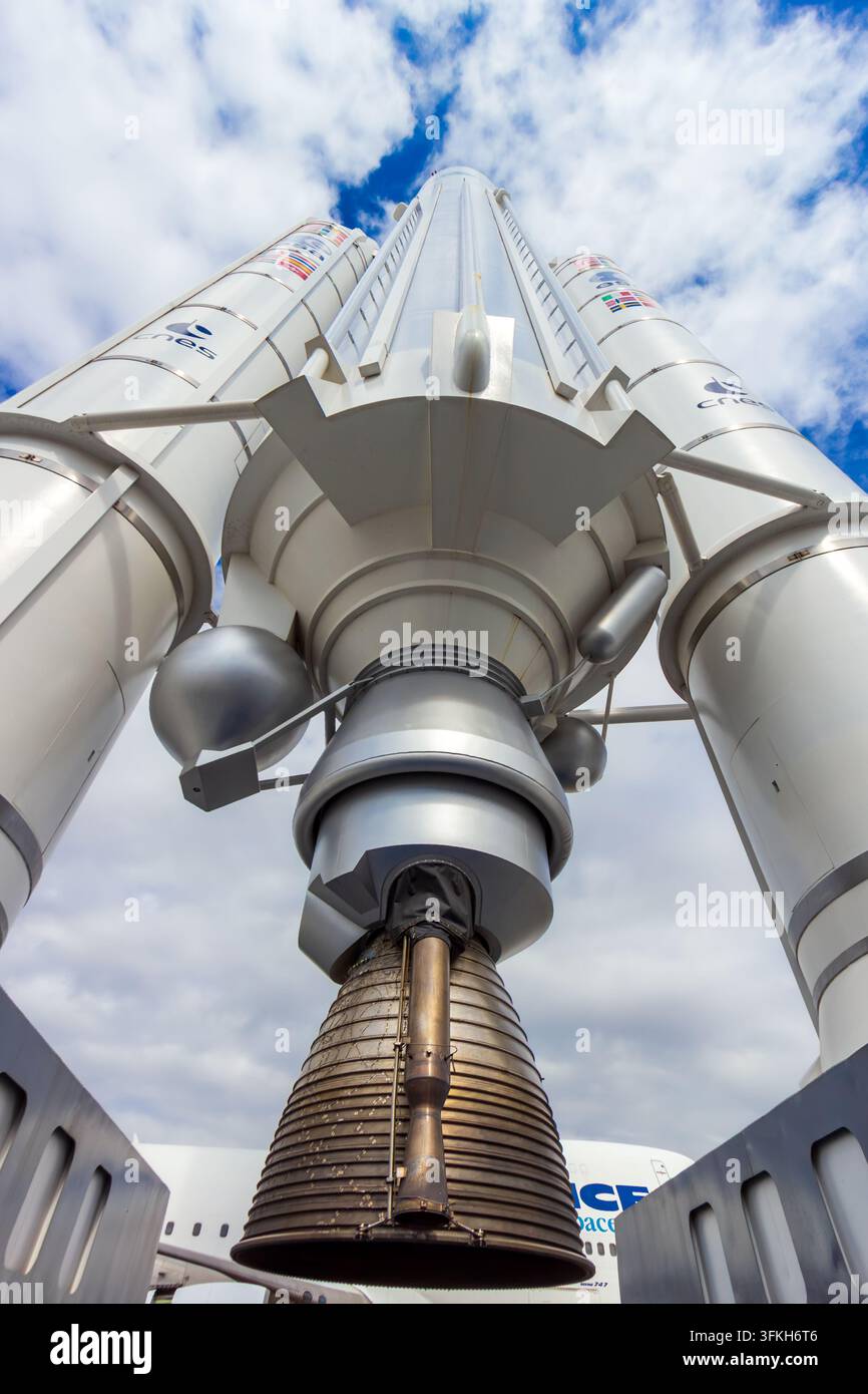 Modèle de fusée Ariane 5 exposé au Musée de l’Air et de l’Espace à Le Bourget. France - 18 juin 2015 Banque D'Images