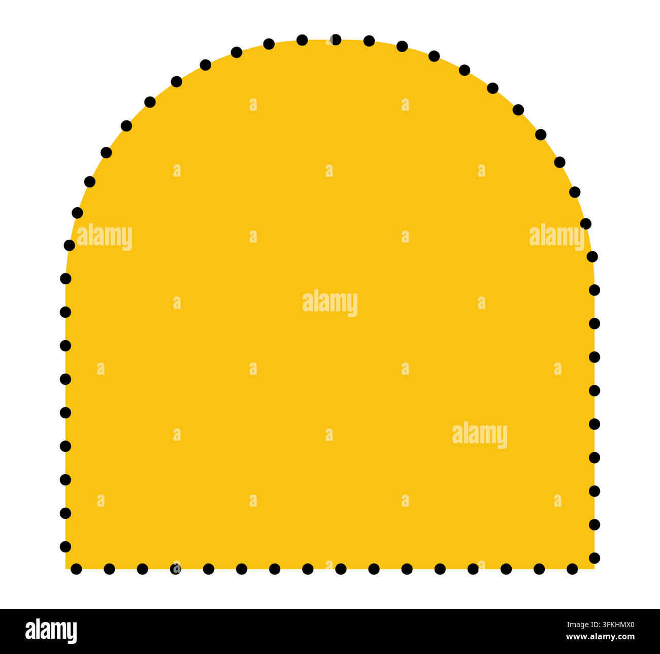 Cadre à bordure en dentelle à points jaunes avec bordure perlée minimale, séparateur décoratif en forme de pierre tombale propre isolé sur fond blanc, illustration vectorielle pour étiquettes, cartes d'invitation, scrapbooking. Illustration de Vecteur