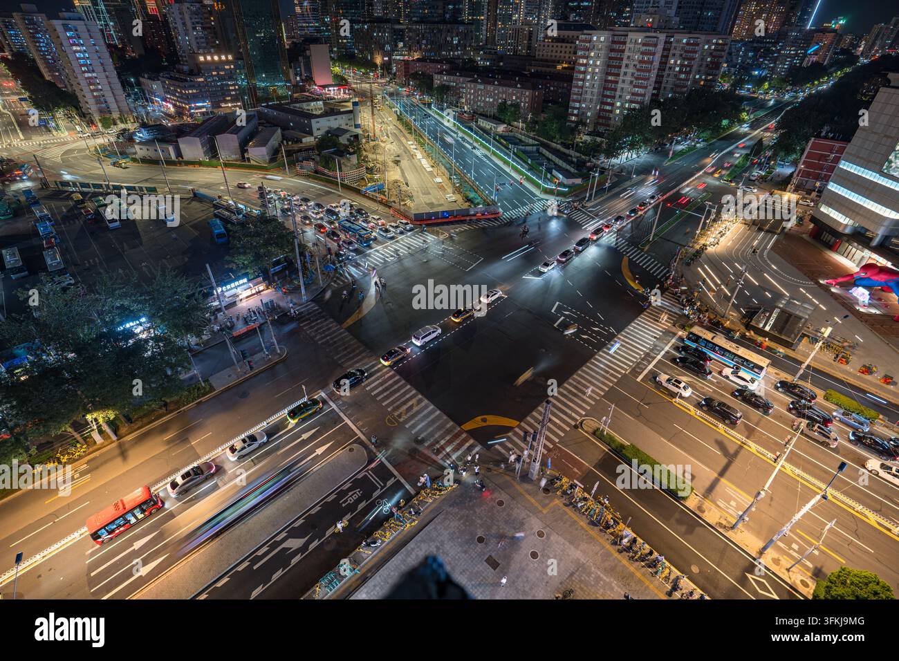 Vue aérienne de dessus de l'intersection du pont Guomao Banque D'Images