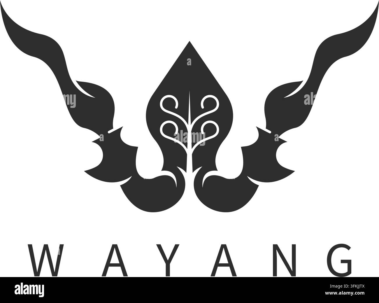 w lettre pour wayang, keris et gunungan concept design illustration vectorielle Illustration de Vecteur