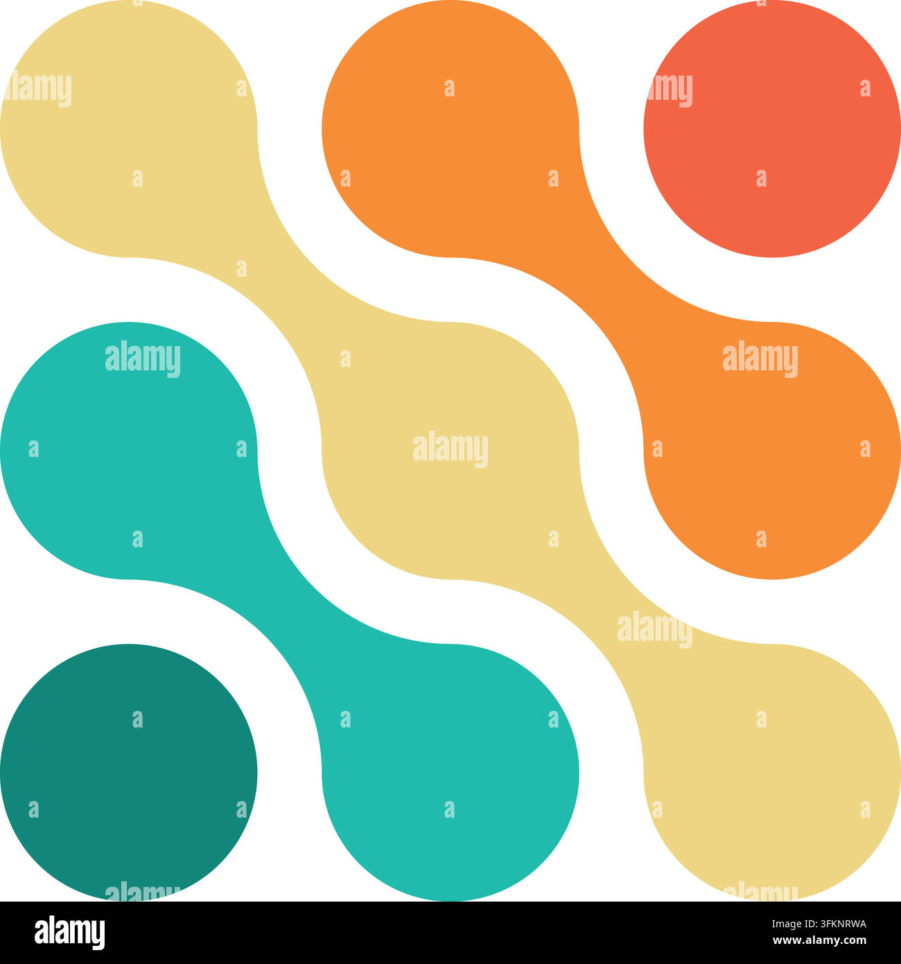 Ce design vectoriel présente un mélange de formes abstraites colorées composées de cercles qui se chevauchent et de courbes douces, créant un élément visuel attrayant pour diverses applications. Illustration de Vecteur