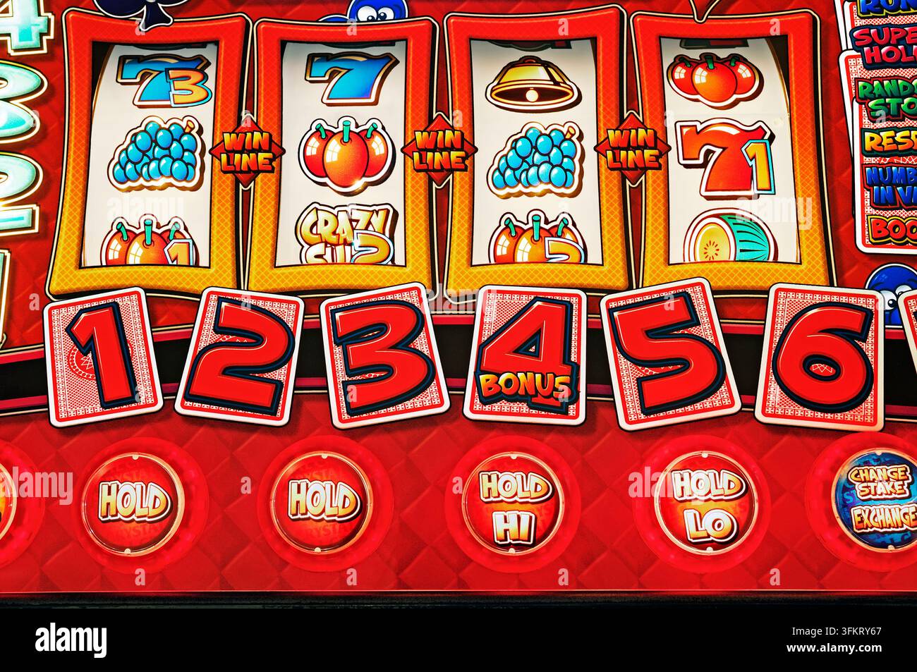 Machine à fruits, gros plan. Royaume-Uni Banque D'Images