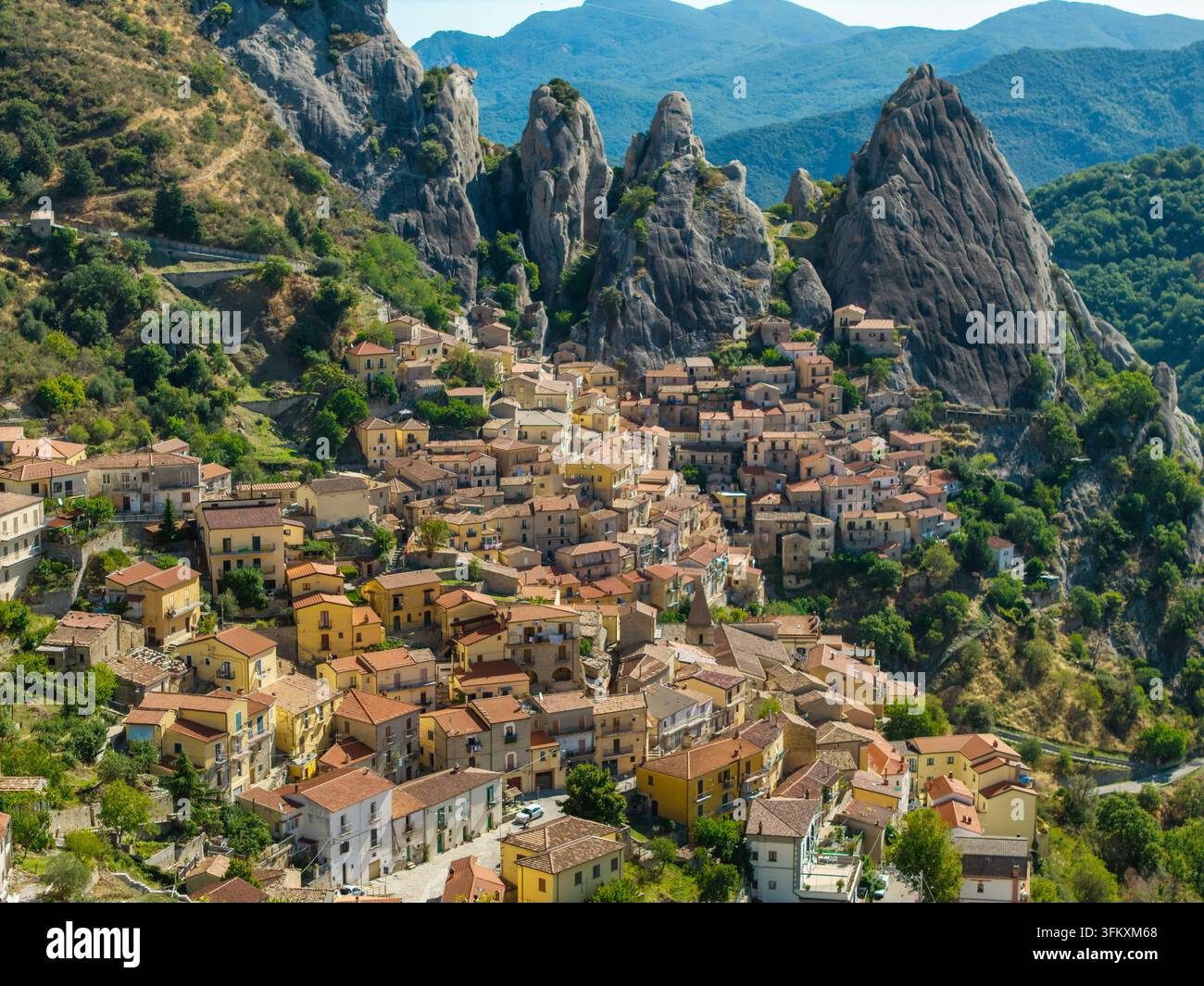 Vue aérienne du village de Pietrapertosa à Potenza, Basilicate, Italie Banque D'Images