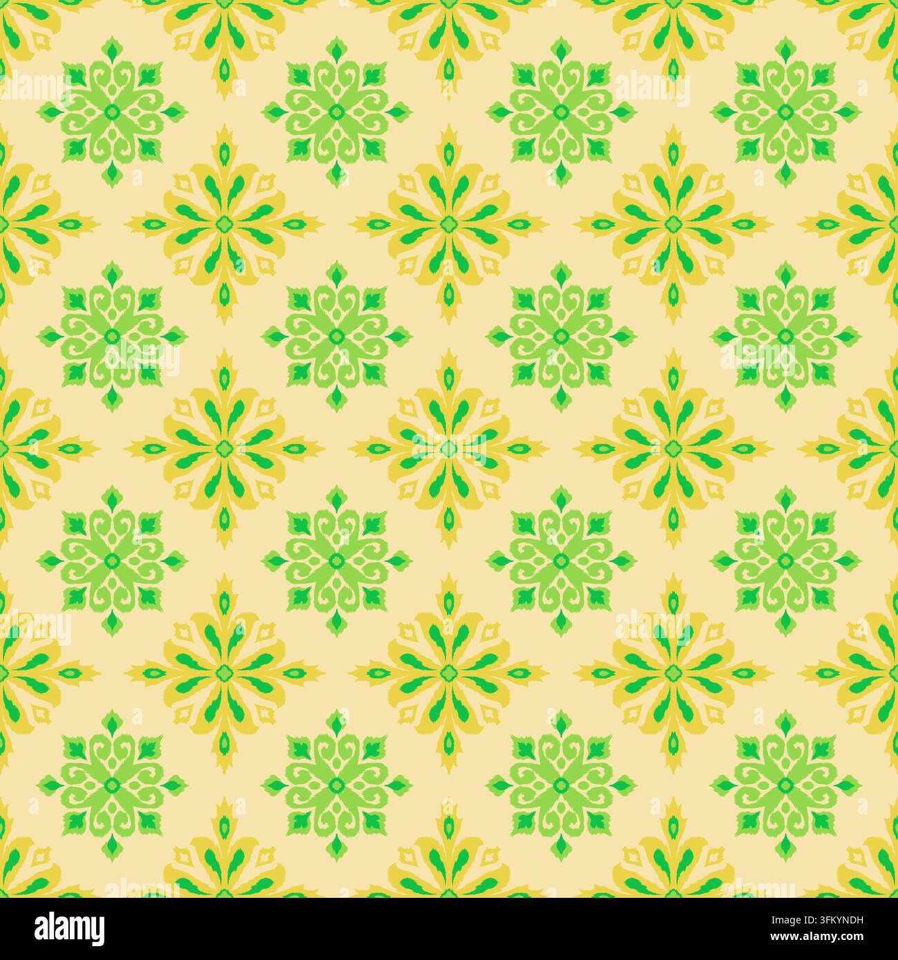 Motif floral vert clair sans couture dessiné à la main pour un design d'impression de papier peint textile mignon pour chambre d'enfant Banque D'Images