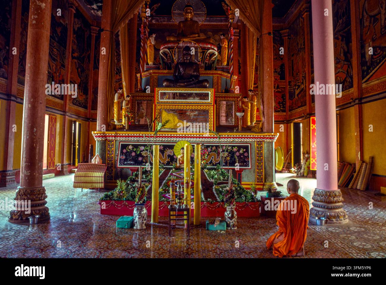 Le monastère Wat Maniratanaram Tuol Tompoung, Phnom Penh, Cambodge, septembre 1988. Banque D'Images