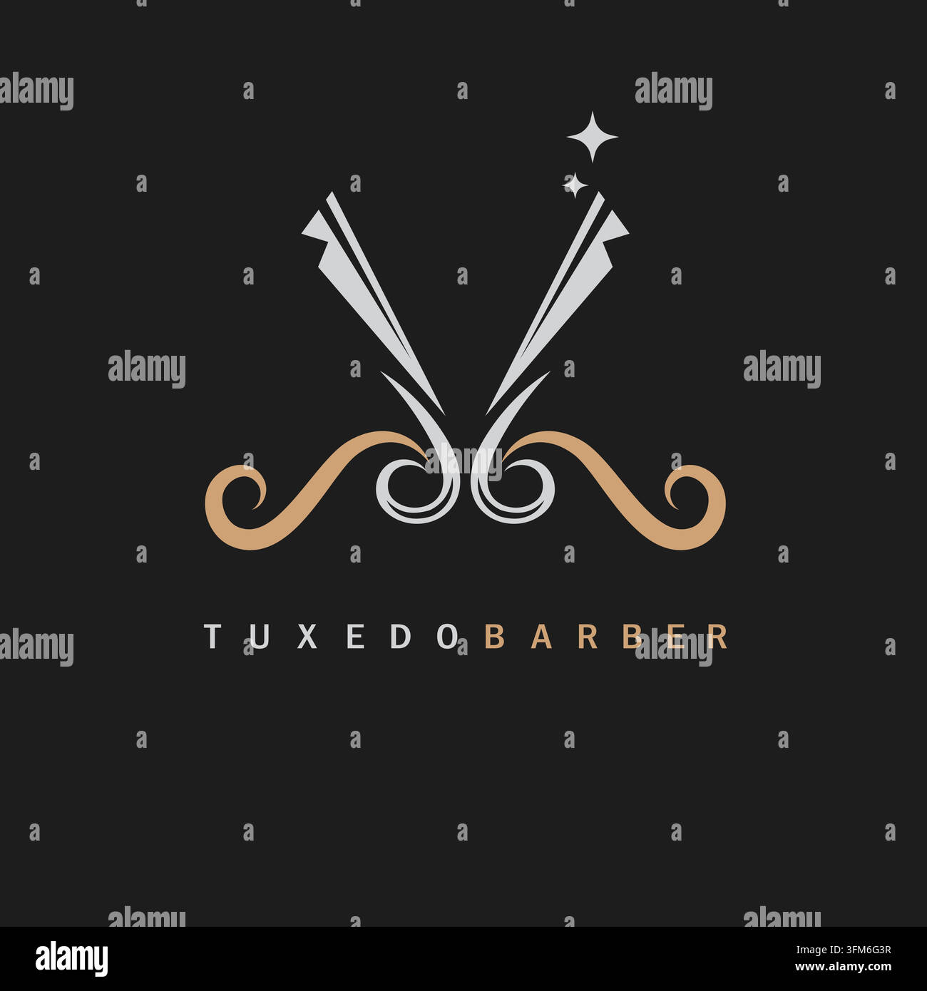 Modèle de conception de concept vectoriel d'icône de logo de coupe de cheveux tuxedo Illustration de Vecteur