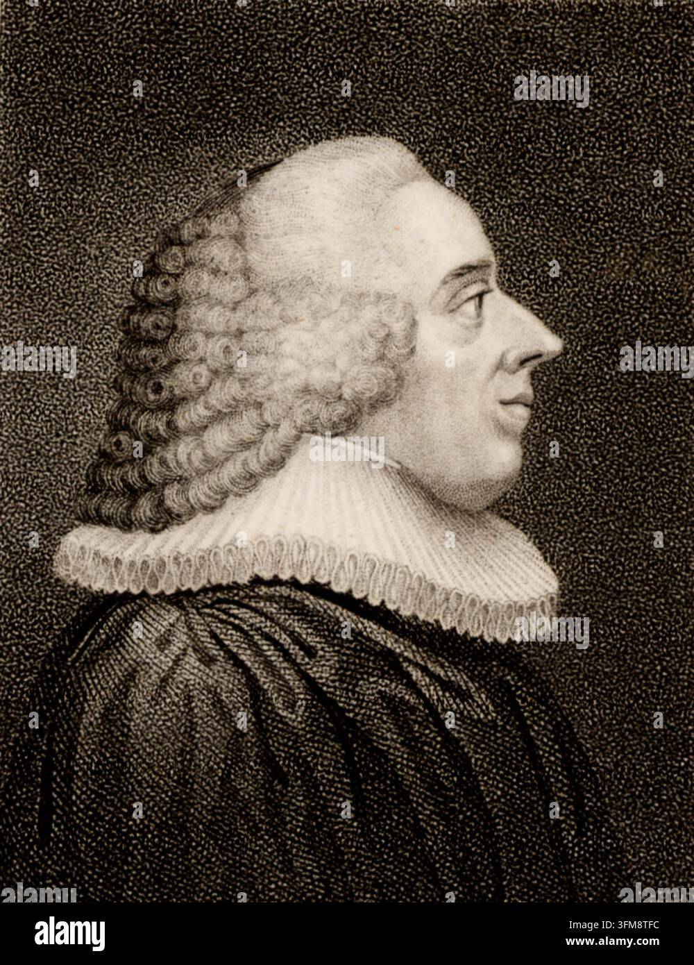 Une gravure à l'aiguille représentant Christopher Christian Sturm (1740–1786), un moraliste et prédicateur allemand. Sturm était très respecté pour ses écrits dévotionnels, notamment Reflections on the Works of God, qui explorait la présence du divin à travers l'observation du monde naturel et qui fut célèbrement admiré par Ludwig van Beethoven. Ce portrait a servi de frontispice pour une édition anglaise de l'œuvre publiée à Londres en 1813. Banque D'Images