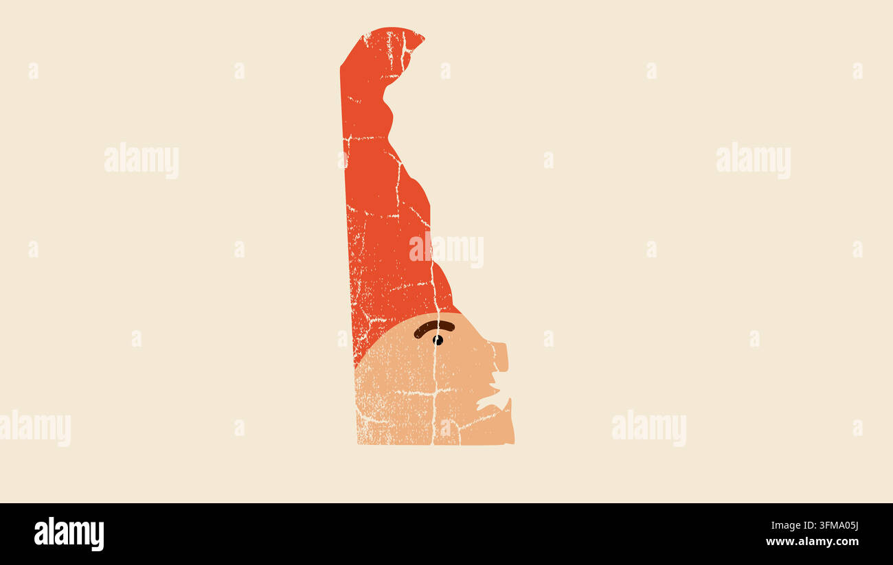 Logo de l'État du Delaware, illustration vectorielle colorée en forme de nain de jardin Illustration de Vecteur