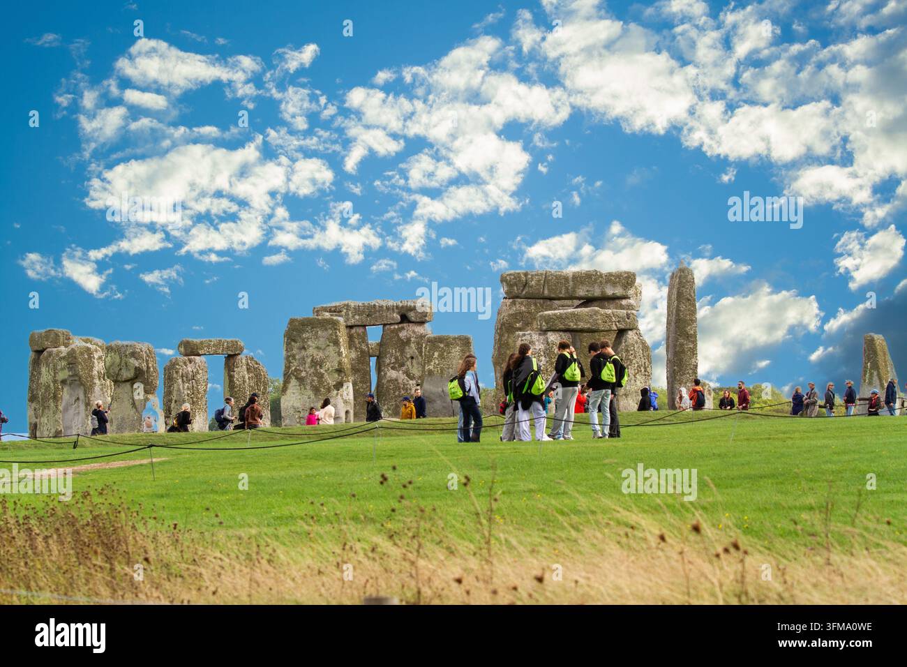 Le Stonehenge historique est une structure mégalithique préhistorique constituée d'un cercle de pierres dressées sur la plaine de Salisbury dans le Wiltshire, en Angleterre Banque D'Images