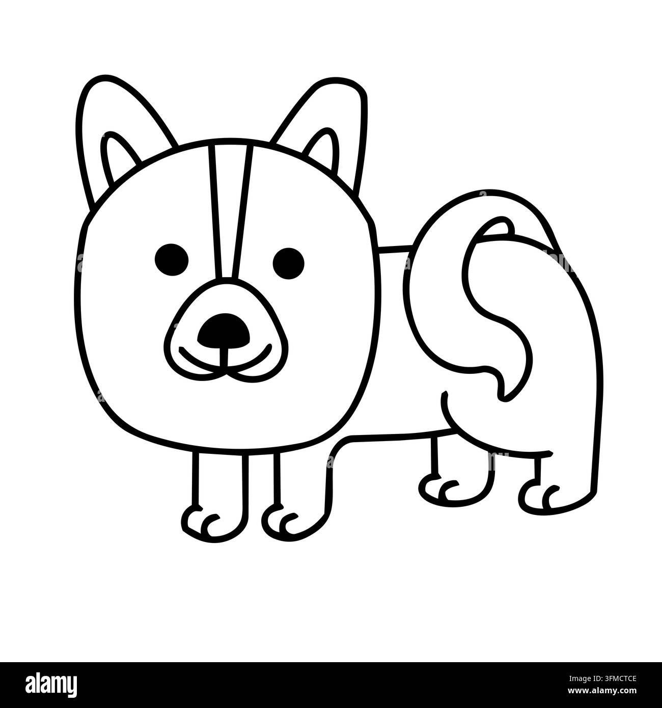 Mignon chiot corgi kawaii icône vectorielle de dessin de chien. Illustration de dessin animé en art linéaire de personnage d’animal de compagnie aux pattes courtes. Autocollant de soins aux animaux livre de coloriage pour enfants Illustration de Vecteur