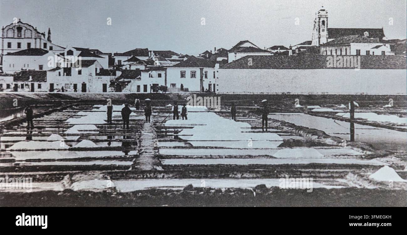 Salins pour la production de sel, Museu da Sardinha, histoire de la pêche à la sardine et de l'industrie de la conserve, d'une grande importance pour le développement de Port Banque D'Images