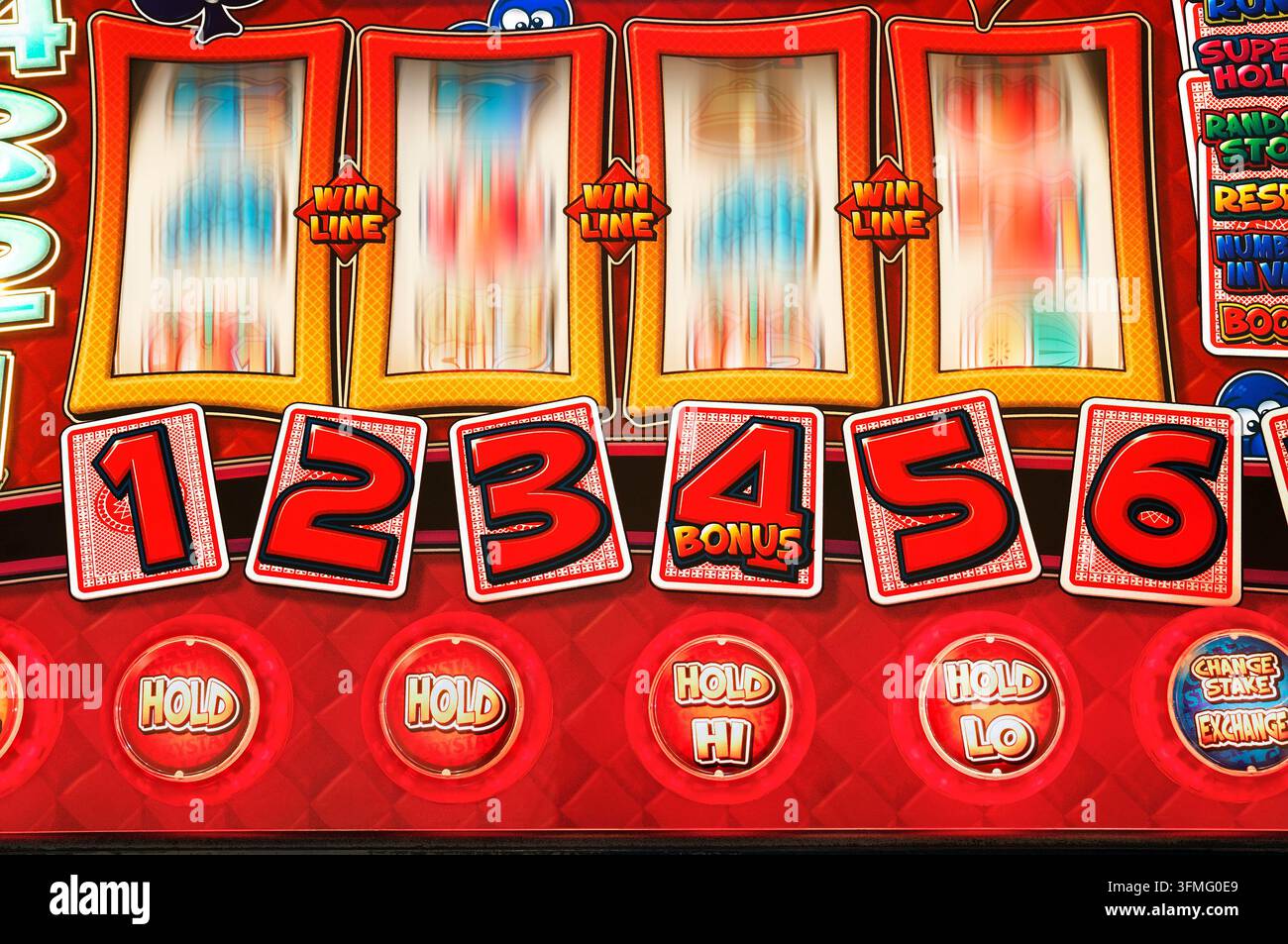 Tournement de machine à sous, gros plan. Royaume-Uni Banque D'Images