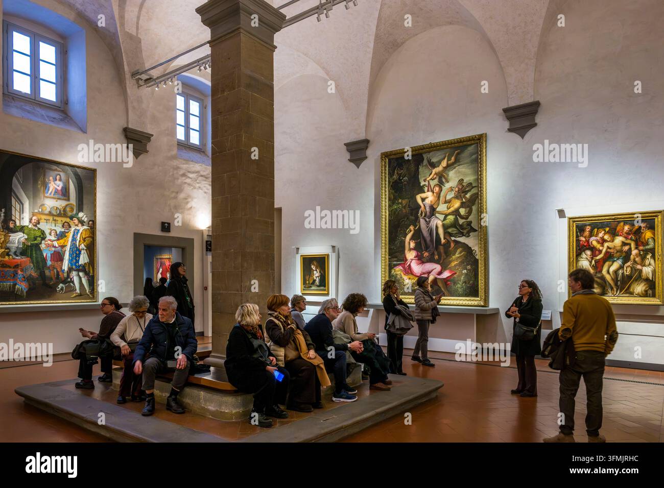 Italie, Toscane, Florence, inscrit au patrimoine mondial par l'UNESCO, musée Galleria degli Uffizi (Galerie des Offices), salle des pilastres Banque D'Images