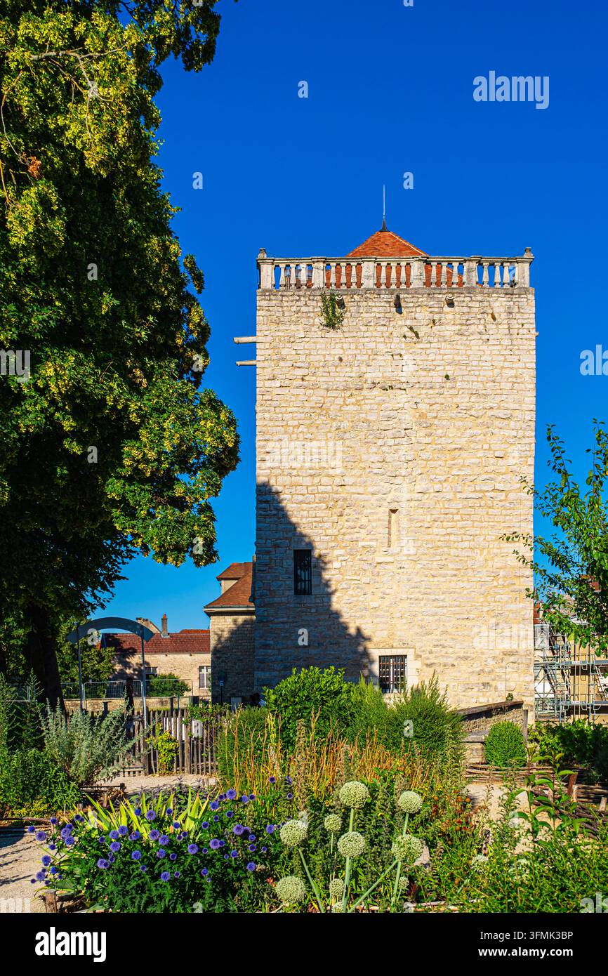 France, Haute-Marne, Chaumont, donjon du XIIe siècle, la seule partie restante du château des comtes de Champagne Banque D'Images