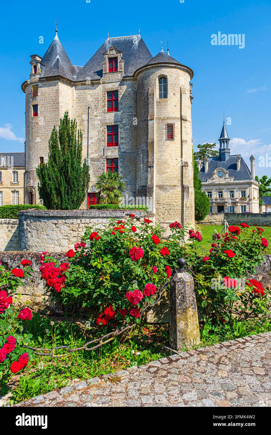 France, Aisne, Vic-sur-Aisne, domaine du château, donjon médiéval Banque D'Images