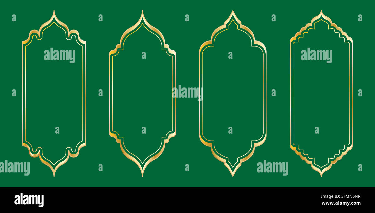 Ensemble de vecteurs de cadre à bordure dorée islamique Illustration de Vecteur