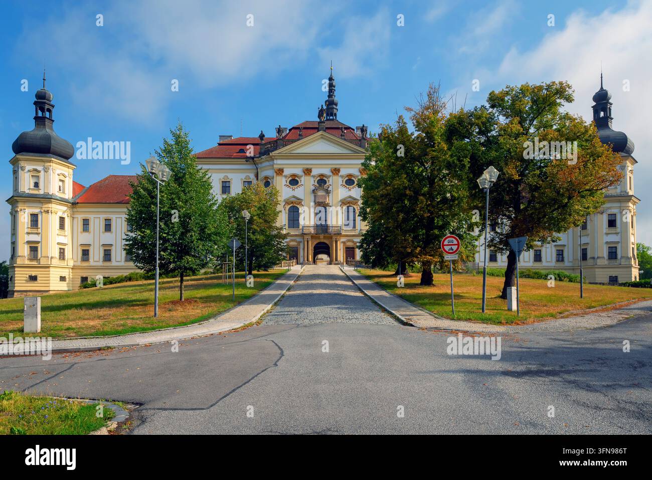 Monastère de Hradisko, Olomouc, Moravie en République tchèque. Les bâtiments actuels ont été construits dans les styles maniériste italien et baroque tardif entre 1661 et 173 Banque D'Images
