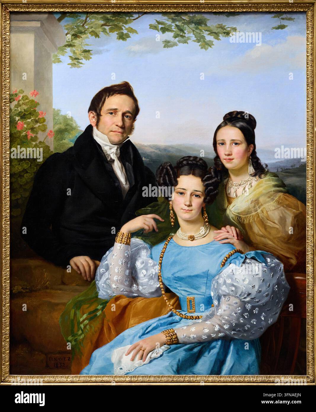 Portrait de Théodore-Joseph Jonet et ses deux filles, 1832, François-Joseph Navez (Charleroi 1787 - Bruxelles 1869), Musée Groeninge, Bruges, Belg Banque D'Images
