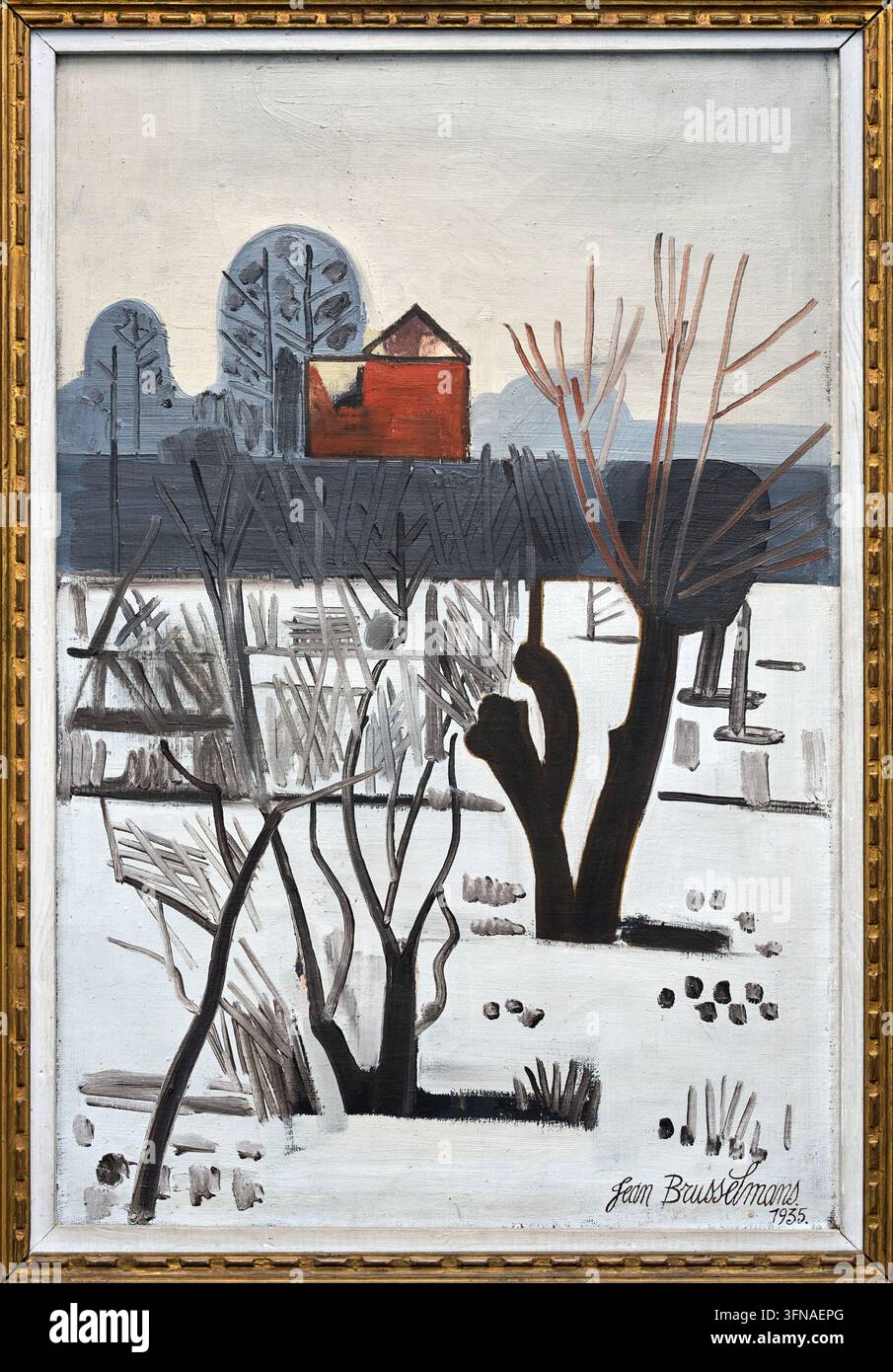 Paysage d’hiver gris, 1935, Jean Brusselsmans (Brusselss 1884 - Dilbeek 1953), Musée Groeninge, Bruges, Belgique Banque D'Images