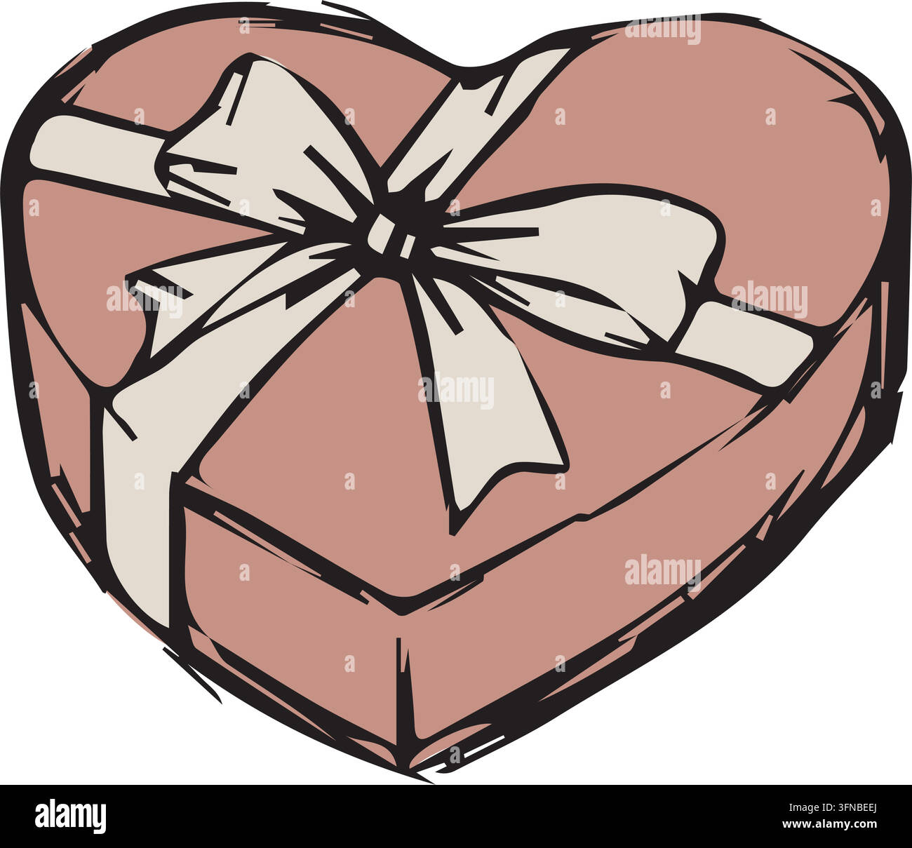 Boîte cadeau rose en forme de cœur avec nœud Illustration de Vecteur