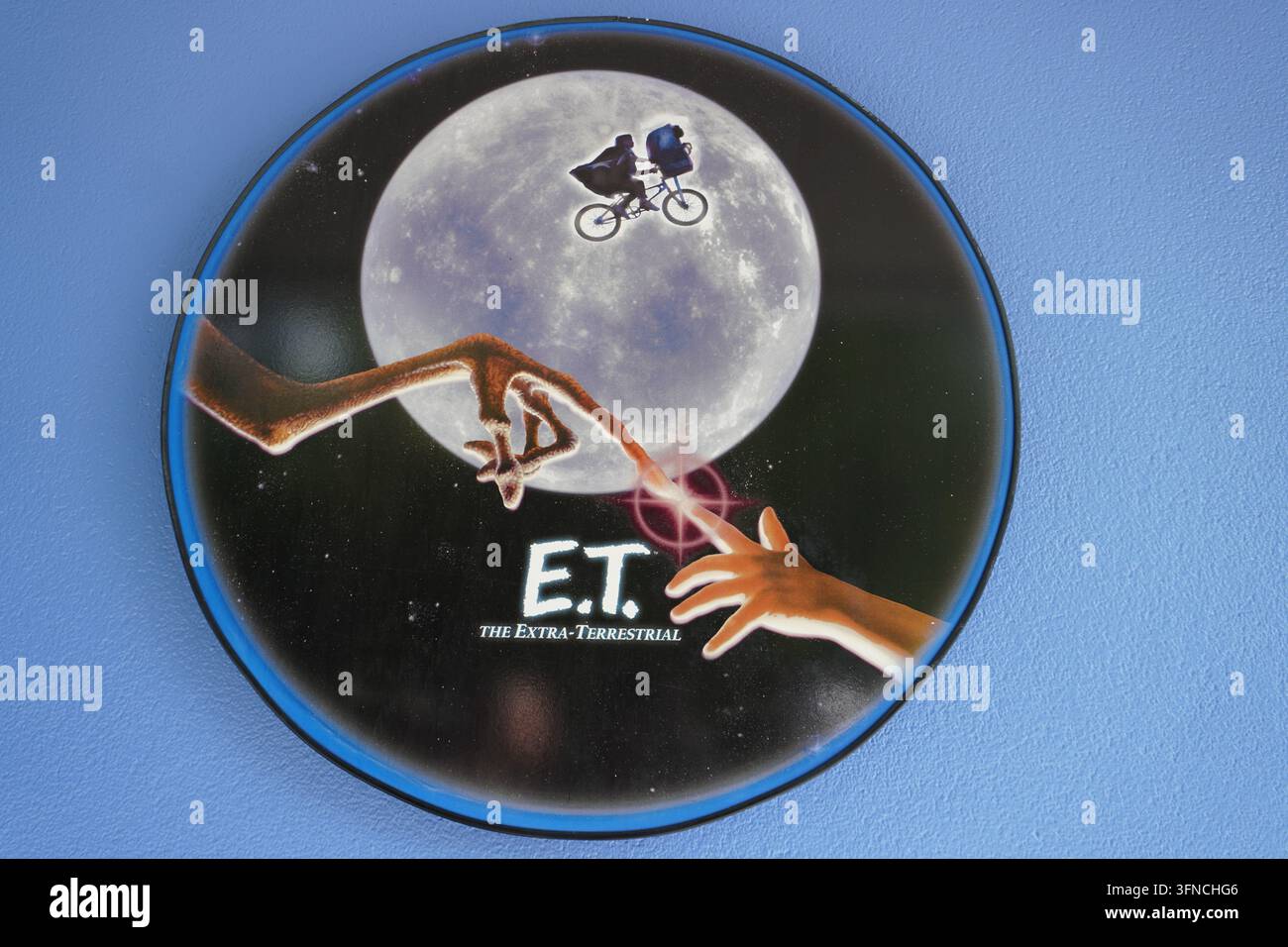 Affiche de film d'ET, l'Extra-Terrestre, le film classique de Spielberg de 1980. Banque D'Images