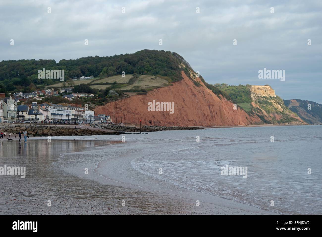 Les falaises rouges près de la ville côtière de Sidmouth dans le Devon, la porte d'entrée de la côte jurassique, site du patrimoine mondial de l'UNESCO, Angleterre, Royaume-Uni Banque D'Images