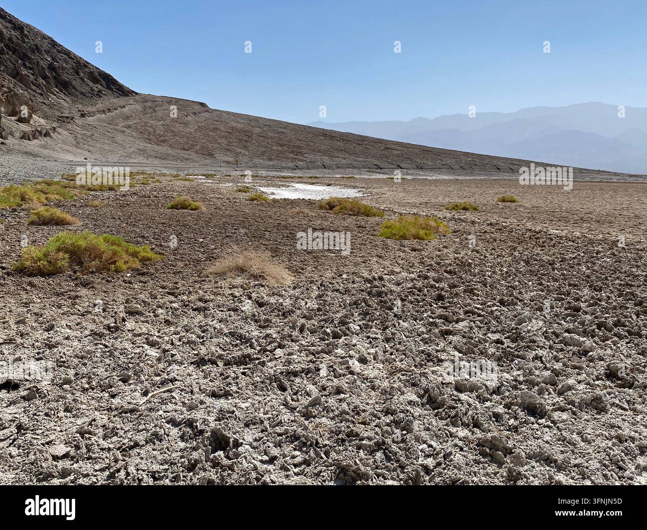 Le paysage désolé des marais salants de Badwater Basin, dans le parc national de Death Valley, en Californie, États-Unis - Image de stock capturée avec un smartphone