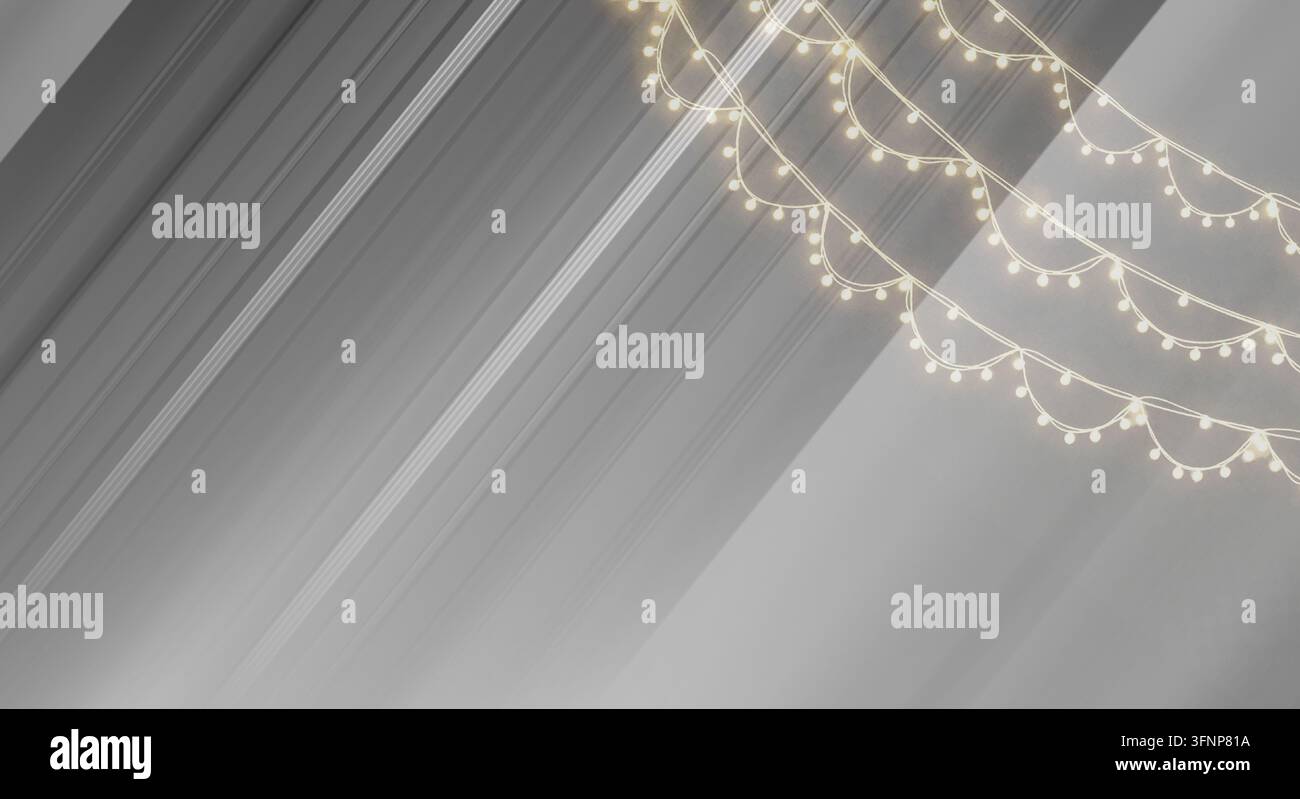 Composition minimaliste de guirlandes lumineuses chaudes formant une forme circulaire, Banque D'Images
