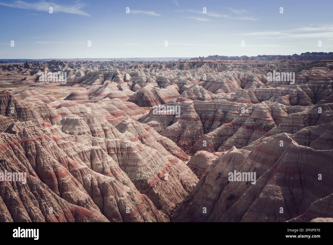 Paysage de canyons et falaises à la vue panoramique des Big Badlands Banque D'Images