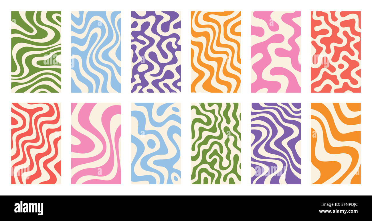 Arrière-plans à motifs ondulés abstraits. Textures de lignes organiques colorées pour le design graphique moderne Illustration de Vecteur