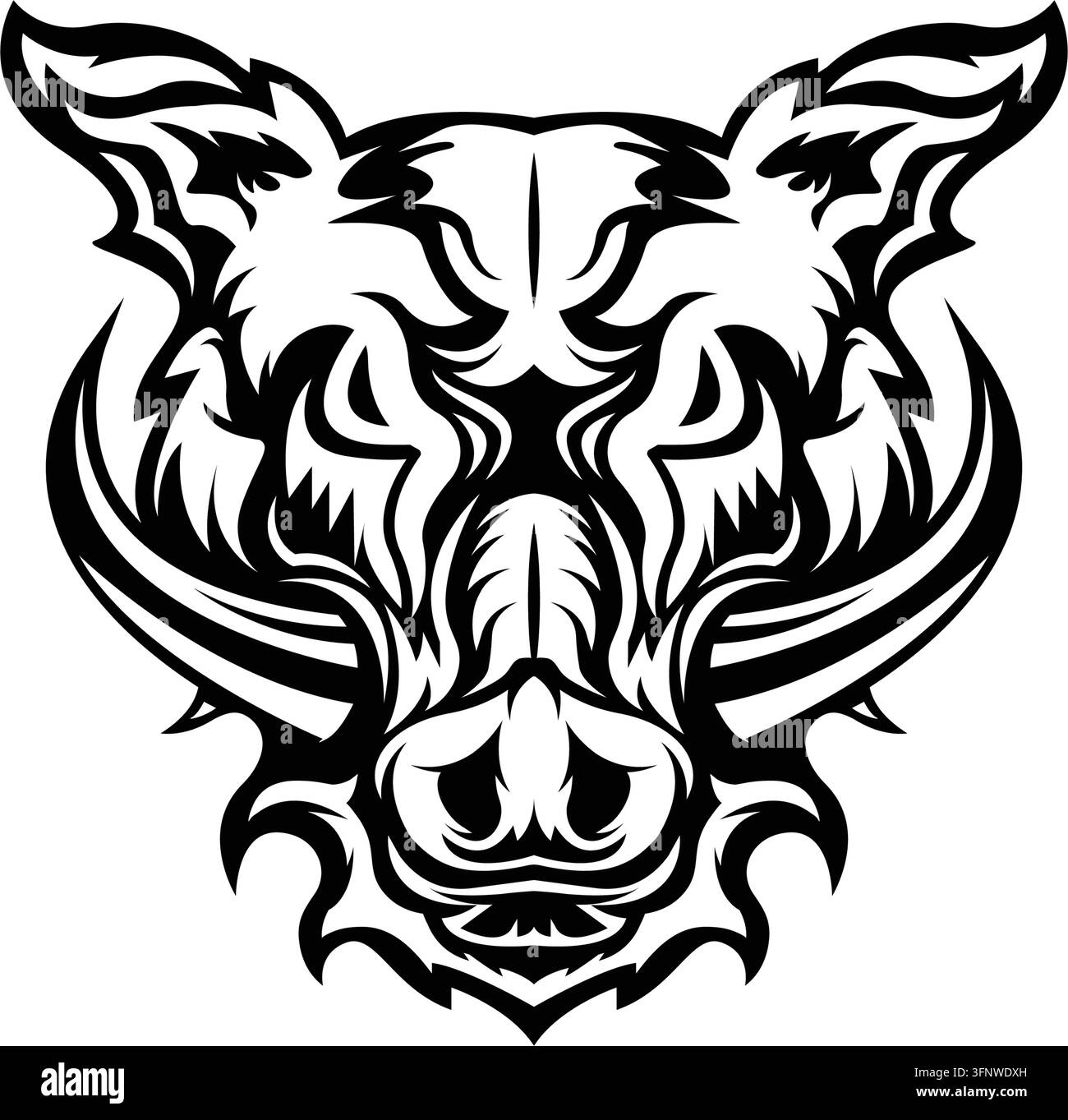 Modèle d'élément de conception vectoriel pour une tête de sanglier noir Illustration de Vecteur
