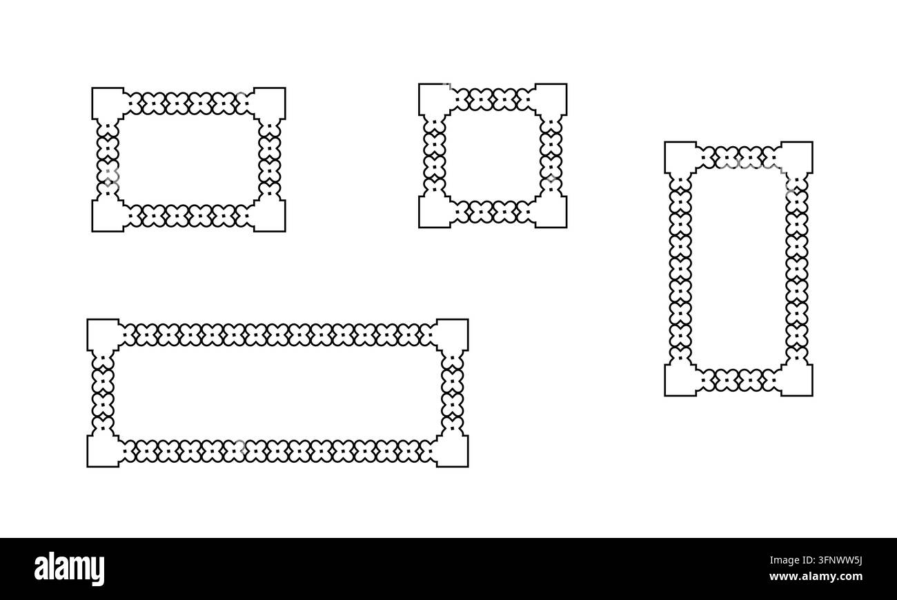 Ensemble de bordures décoratives avec des motifs géométriques ornés pour la papeterie d'invitation et la mise en page créative Illustration de Vecteur
