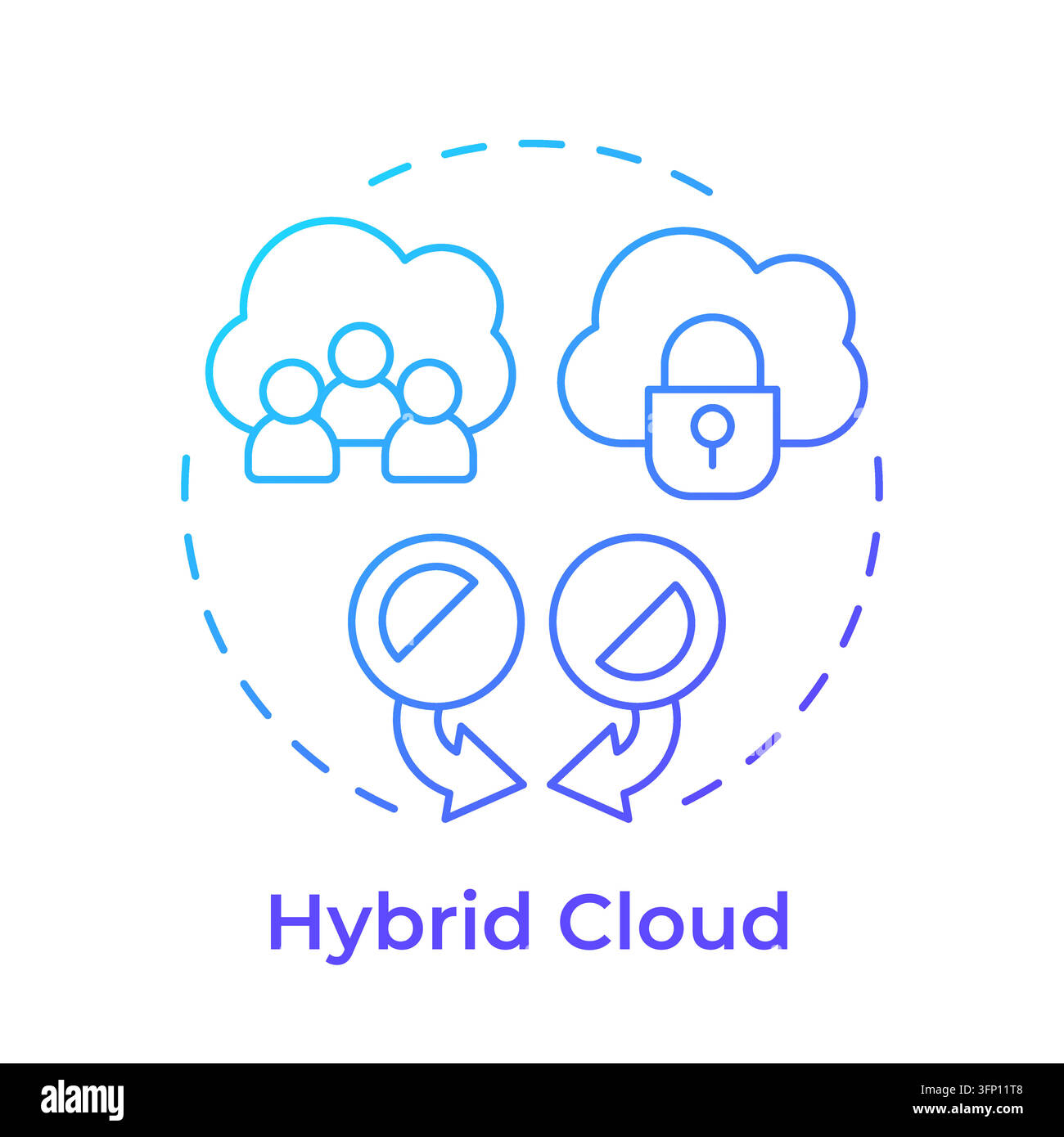 Icône concept de gradient de nuage hybride Illustration de Vecteur